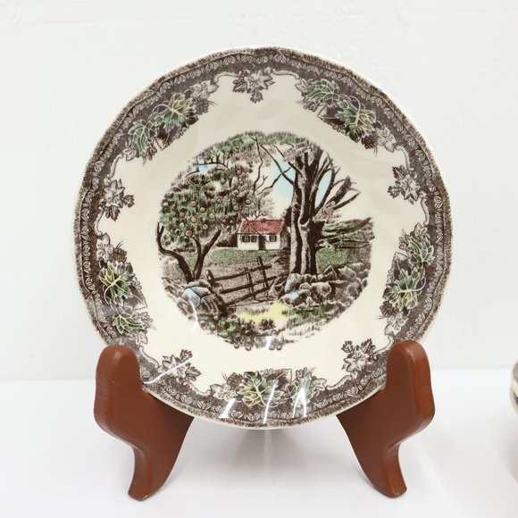 Ironstone Transferware Dessert Bowls Set of 4 The Friendly Village Johnson Bros - Picture 6 of 8